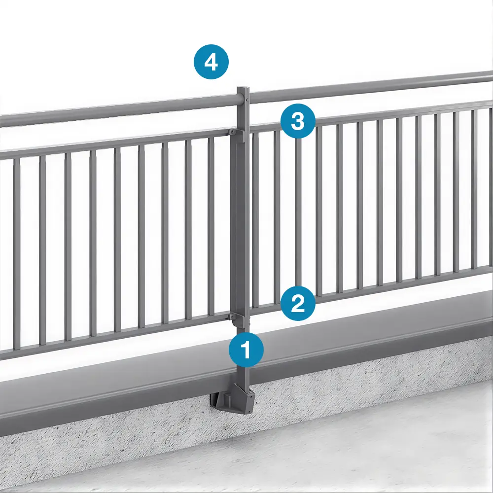 garde-corps de sécurité en aluminium Barrial montant droit