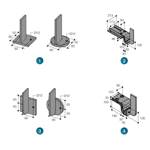 garde-corps aluminium Lotentic fixations sur dalle, nez de dalle, sur acrotère, ITE, entre tableaux