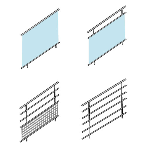 garde-corps aluminium Panorama rampant, variantes air, décor, vision